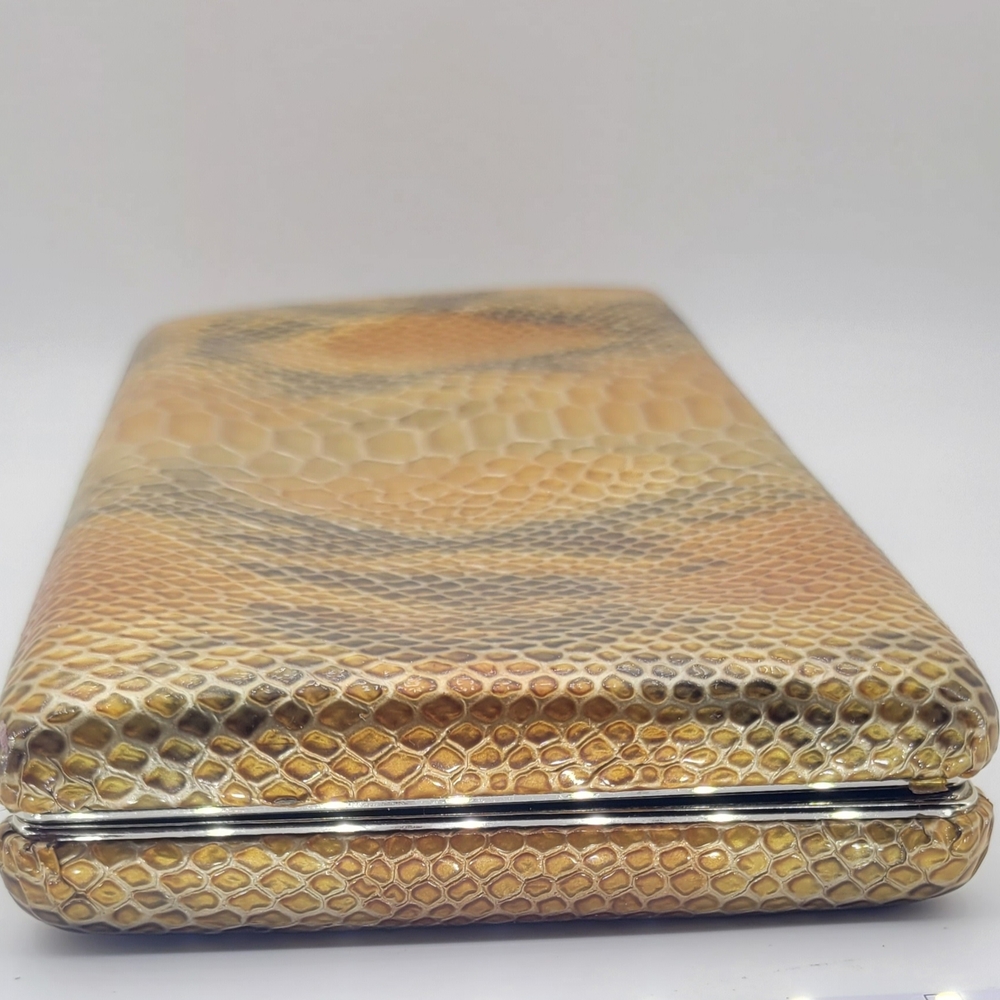 ABAS Clutch Wallet Vintage Leather Snakeskin Metallic Frame **RARE FIND - Picture 9 of 15